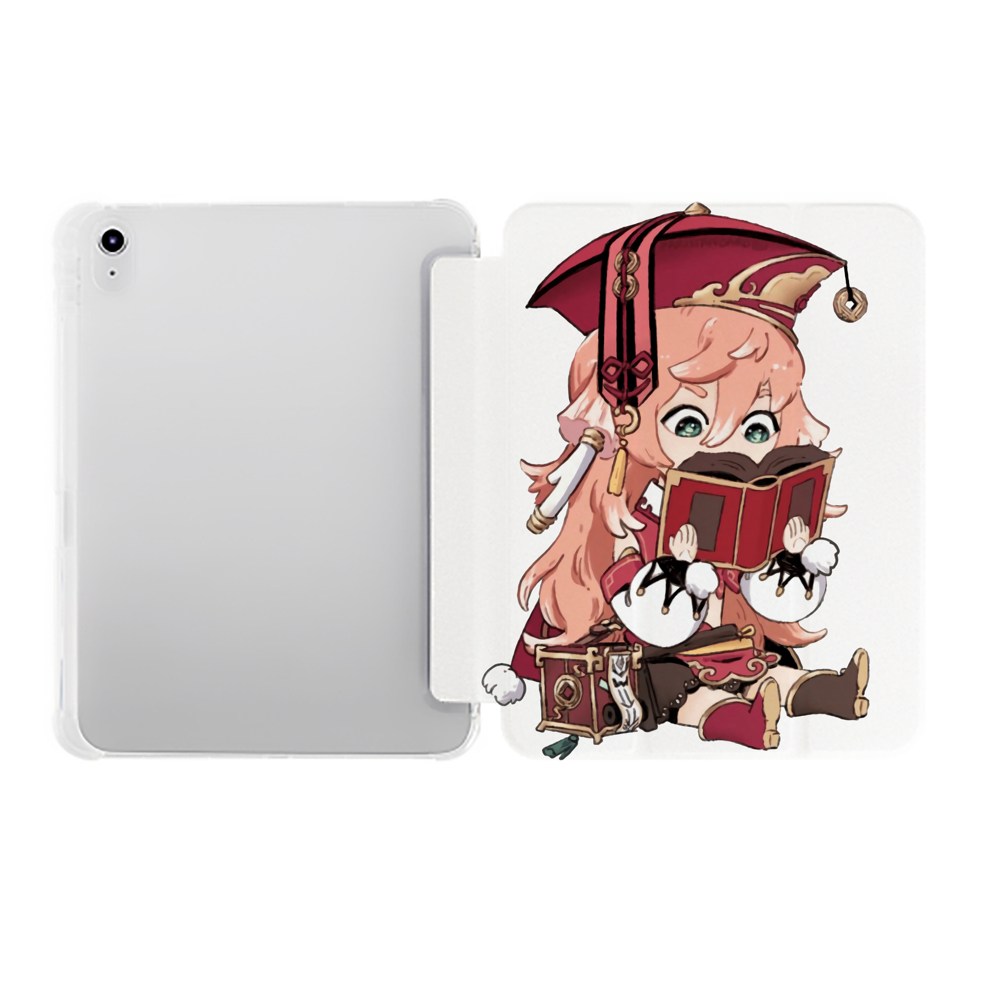 げんし神 ヤンフェイ genshin Yanfei IPad ケース ペン収納付き 三つ折りスタンド PUレザー×シリコン 対応機種9.5/10.5/10.9インチ
